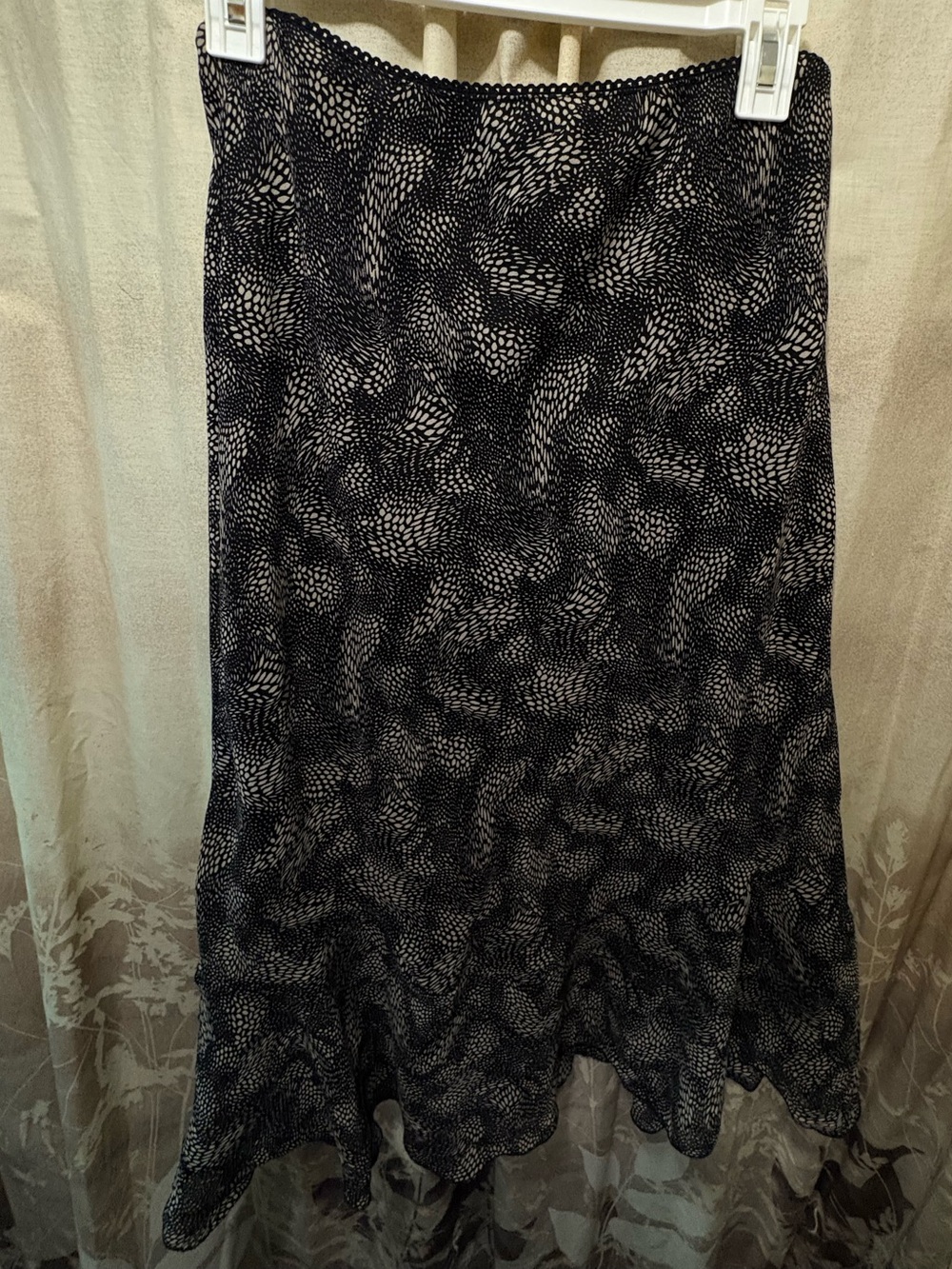 Black Patterned A-Line Maxi Skirt